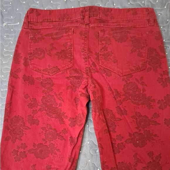 Mudd red floral skinny jeans size 3 - Picture 4 of 5